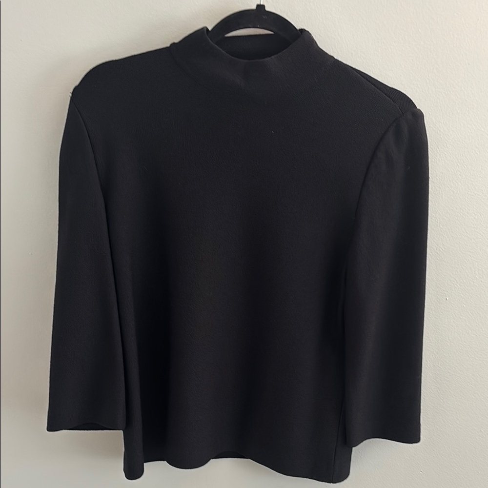 St. John Black Turtleneck Sweater Luxurious Cowl Design